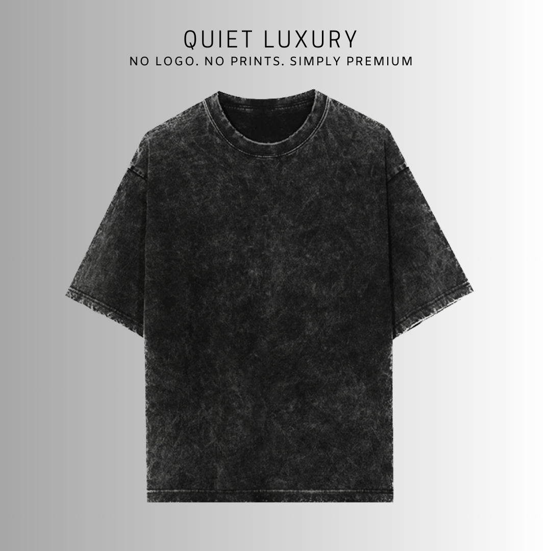 Acid Wash Quiet Luxury Black Oversized T-Shirt For Men