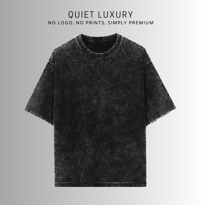 Acid Wash Quiet Luxury Black Oversized T-Shirt For Men