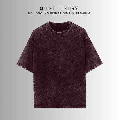 Acid Wash Quiet Luxury Maroon Oversized T-Shirt For Men