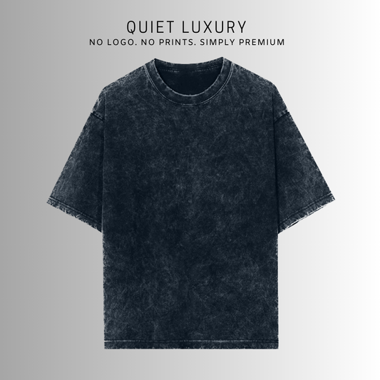 Acid Wash Quiet Luxury Navy Blue Oversized T-Shirt For Men