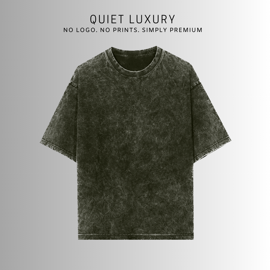 Acid Wash Quiet Luxury Olive Green Oversized T-Shirt For Men