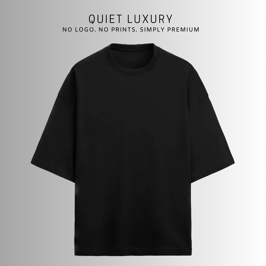 Terry (280 GSM) Quiet Luxury Black Oversize T-Shirt For Men