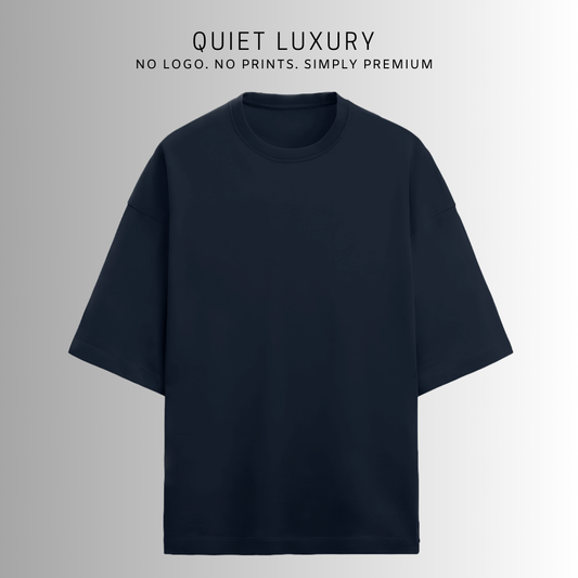 Terry (280 GSM) Quiet Luxury Navy Blue Oversize T-Shirt For Men