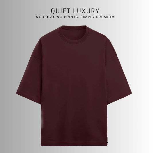 Terry (280 GSM) Quiet Luxury Maroon Oversize T-Shirt For Men