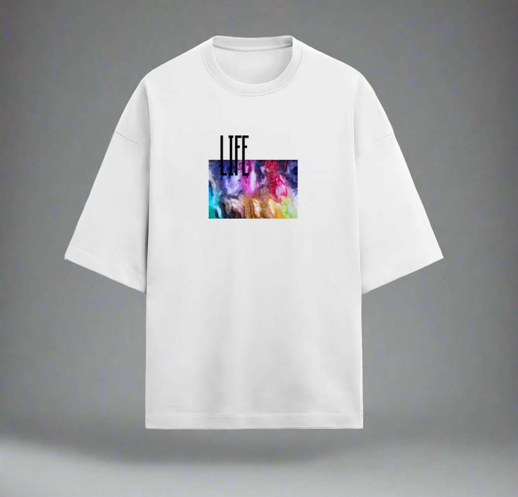 Terry (280 GSM) Life White Oversize T-Shirt For Men