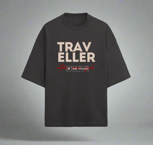 Terry (280 GSM) Traveller Black Oversize T-Shirt For Men