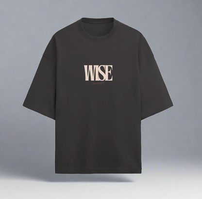 Terry (280 GSM) WISE Black Oversize T-Shirt For Men