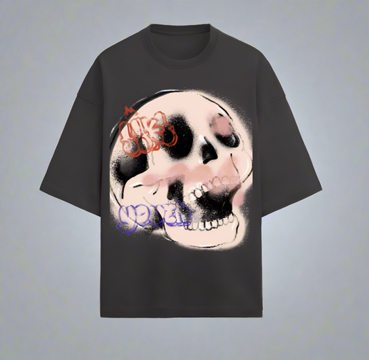 Terry (280 GSM) SKULL Black Oversize T-Shirt For Men