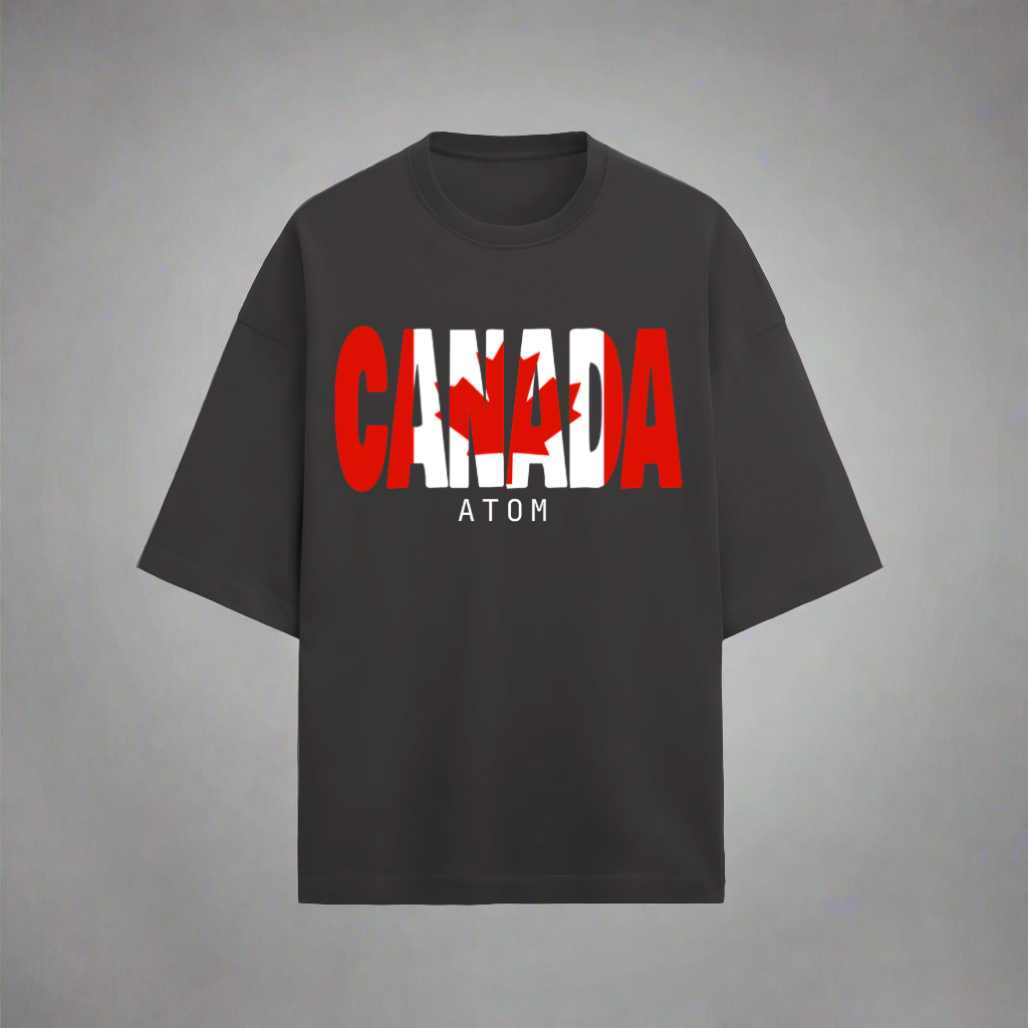 Terry (280 GSM) Canada Black Oversize T-Shirt For Men