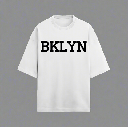 Terry (280 GSM) BKLYN 98 White Oversize T-Shirt For Men