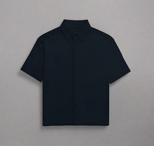 ATOM Quiet Luxury Unisex Oversized Navy Blue Shirt