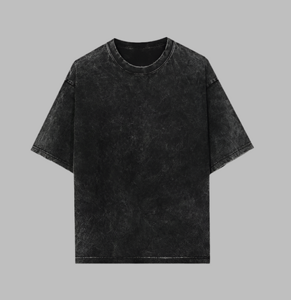 Acid Wash Quiet Luxury Black Oversized T-Shirt For Men