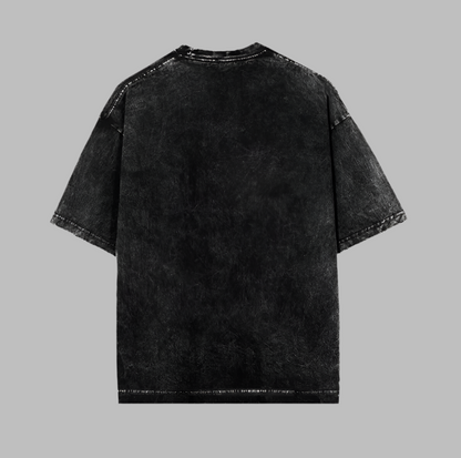 Acid Wash Quiet Luxury Black Oversized T-Shirt For Men