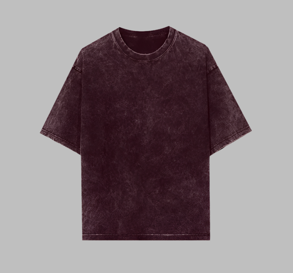 Acid Wash Quiet Luxury Maroon Oversized T-Shirt For Men