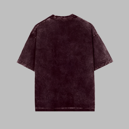 Acid Wash Quiet Luxury Maroon Oversized T-Shirt For Men