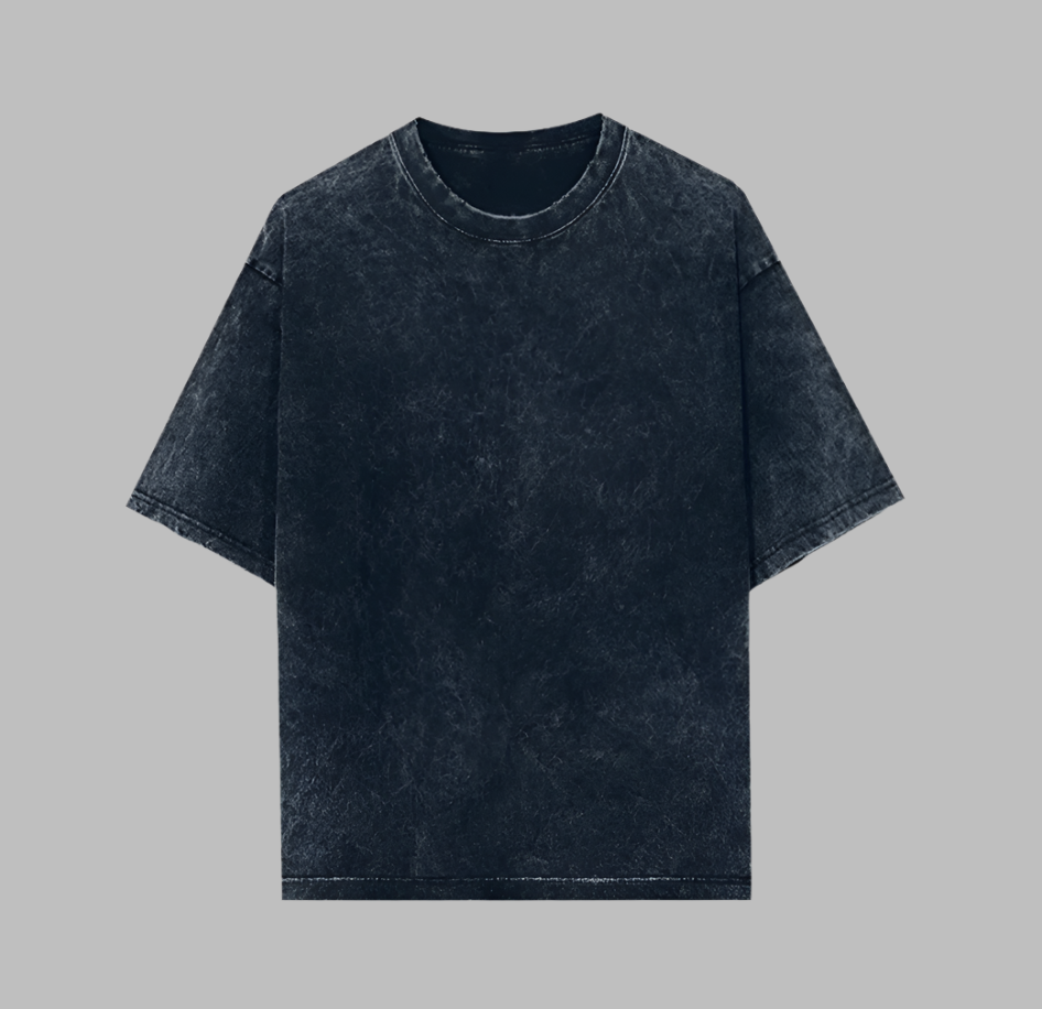 Acid Wash Quiet Luxury Navy Blue Oversized T-Shirt For Men