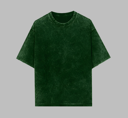 Acid Wash Quiet Luxury Bottle Green Oversized T-Shirt For Men