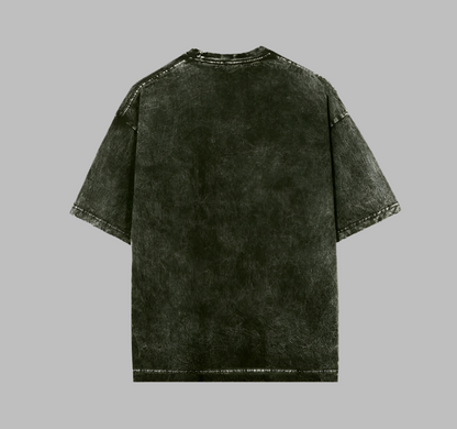 Acid Wash Quiet Luxury Olive Green Oversized T-Shirt For Men