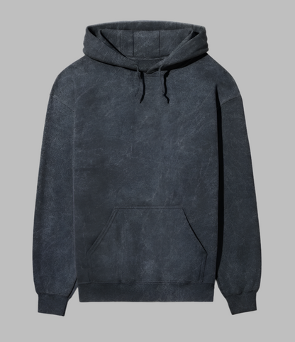 Acid Wash Quiet Luxury Pure Cotton Navy Blue Hoodie For Men