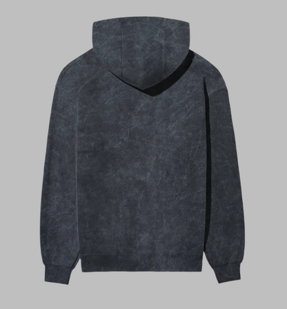 Acid Wash Quiet Luxury Pure Cotton Navy Blue Hoodie For Men