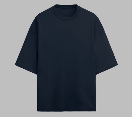 Terry (280 GSM) Quiet Luxury Navy Blue Oversize T-Shirt For Men