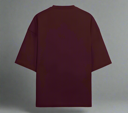 Terry (280 GSM) Quiet Luxury Maroon Oversize T-Shirt For Men