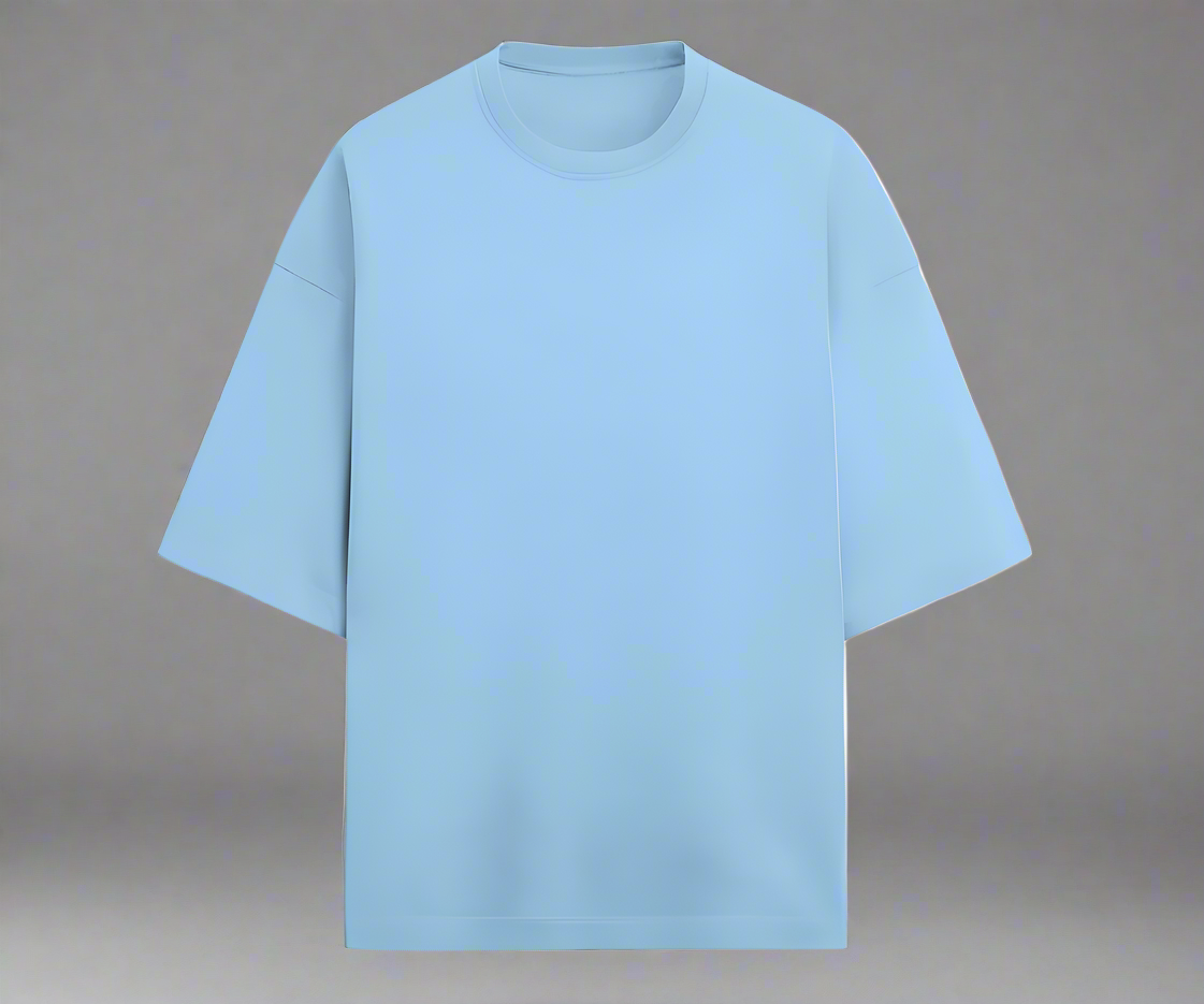 Terry (280 GSM) Quiet Luxury Baby Blue Oversize T-Shirt For Men