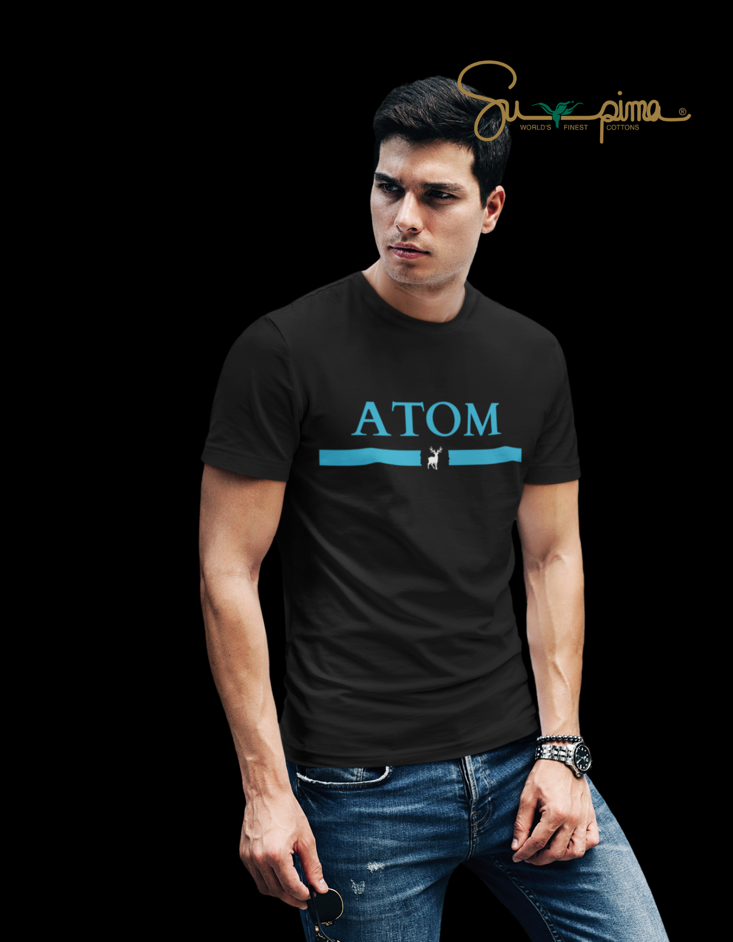 Supima Cotton Signature Black T-Shirt For Men