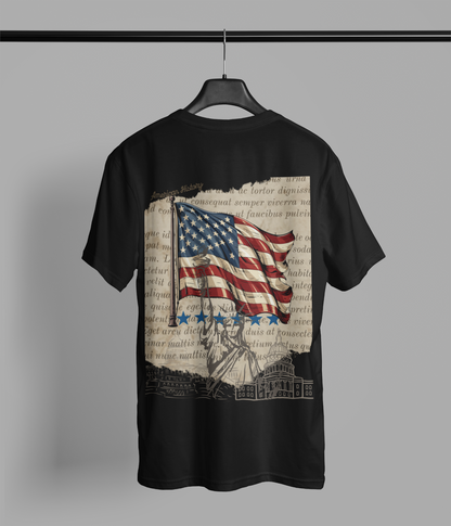 American History Black Oversized T-Shirt For Men