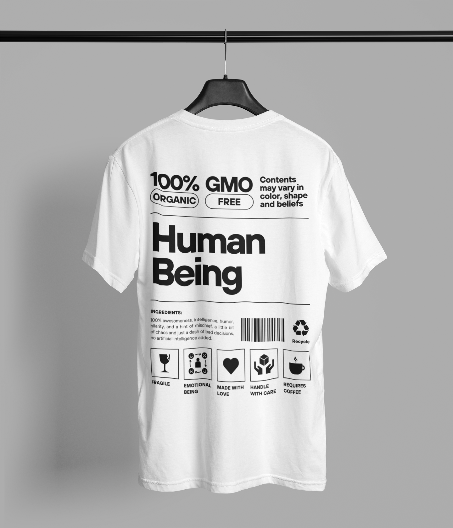 Human Being White Oversized T-Shirt For Men