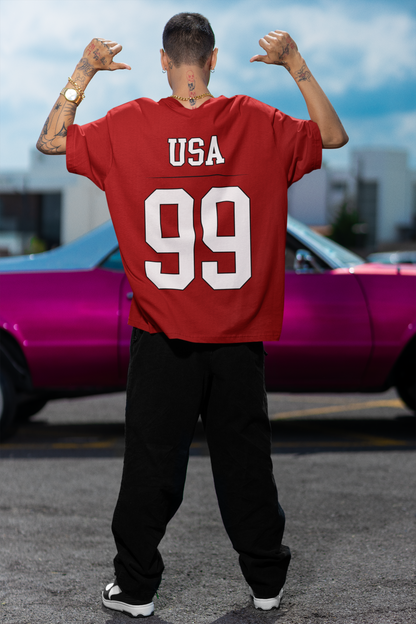 USA 99 Red Oversized T-Shirt For Men