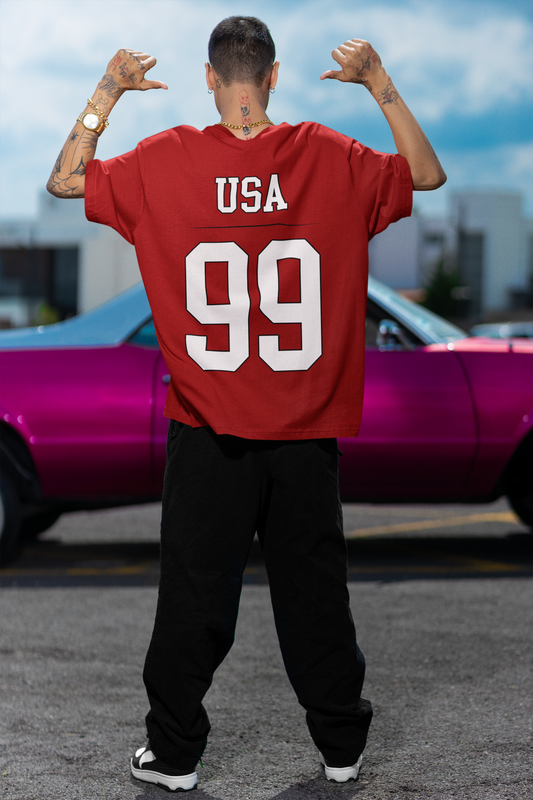 USA 99 Red Oversized T-Shirt For Men
