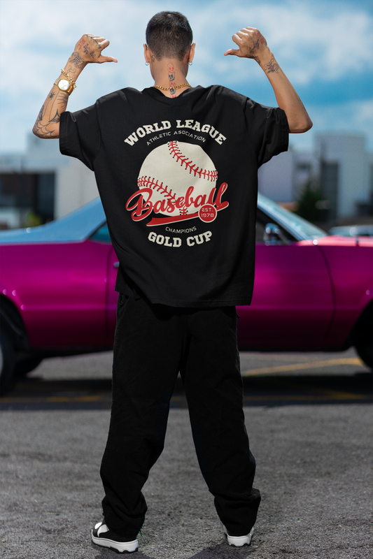 Baseball Black Oversized T-Shirt For Men