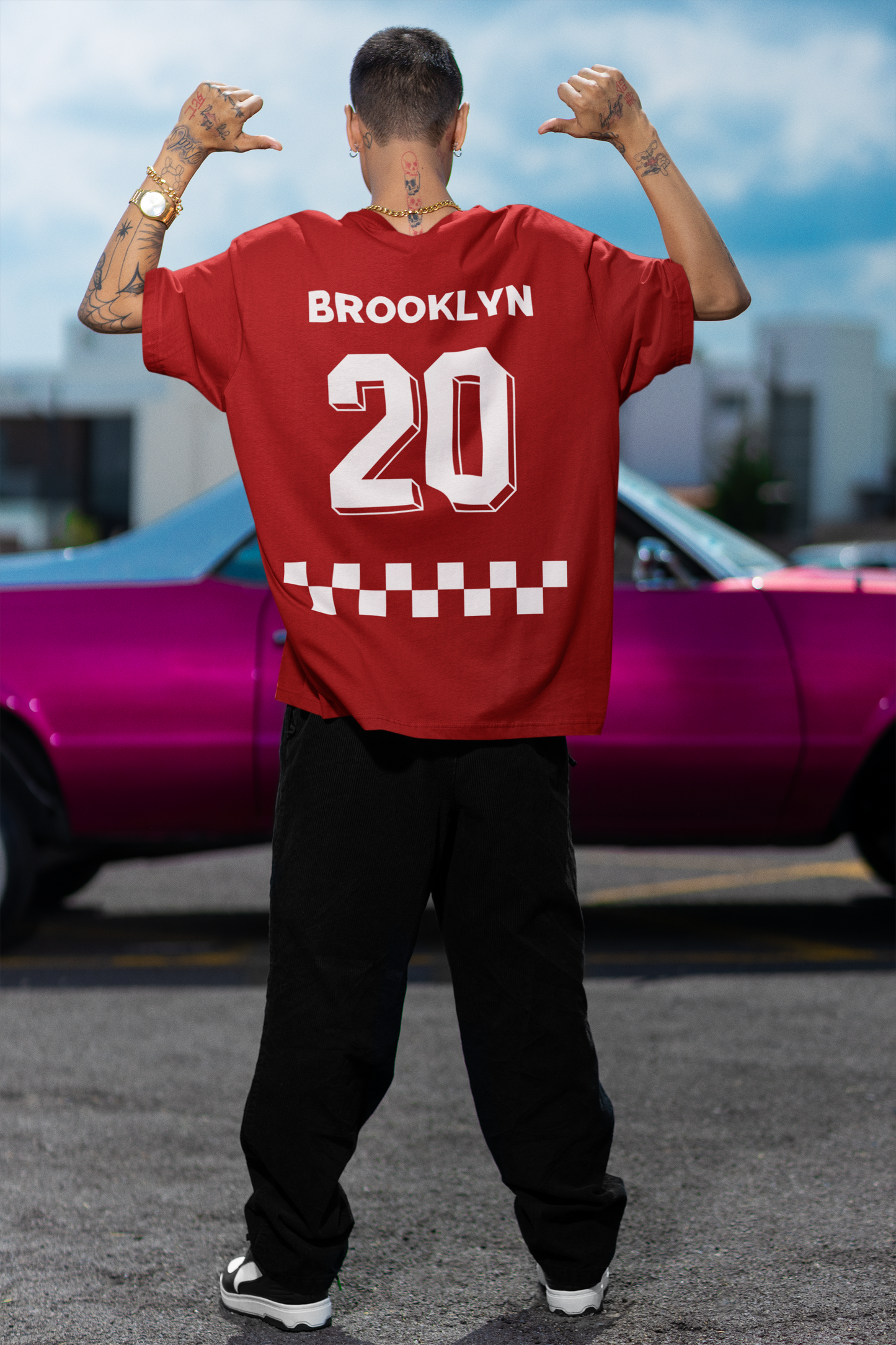 Brooklyn 20 Red Oversized T-Shirt For Men