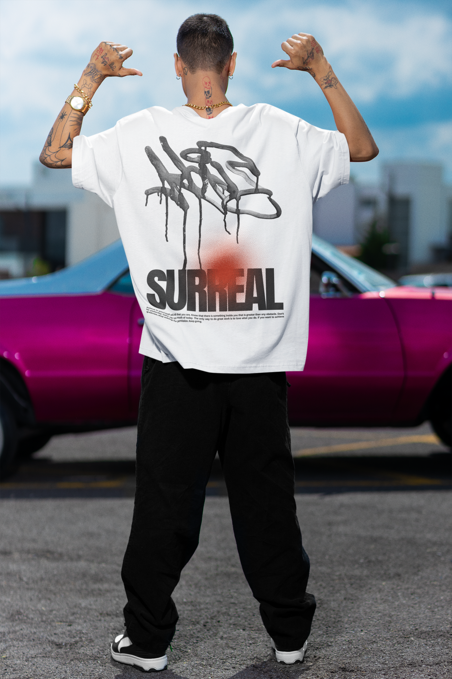 Surreal White Oversized T-Shirt For Men