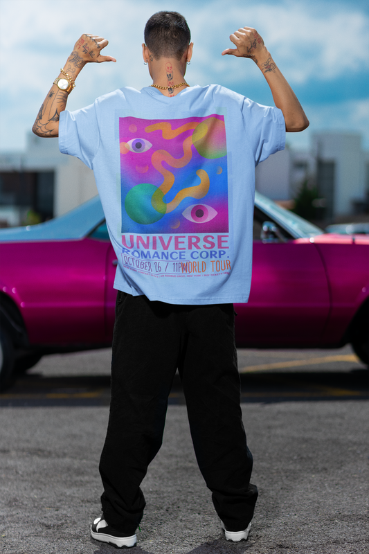 UNIVERSE Baby Blue Oversized T-Shirt For Men