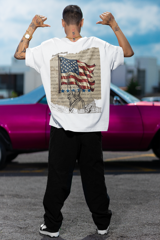 American History White Oversized T-Shirt For Men