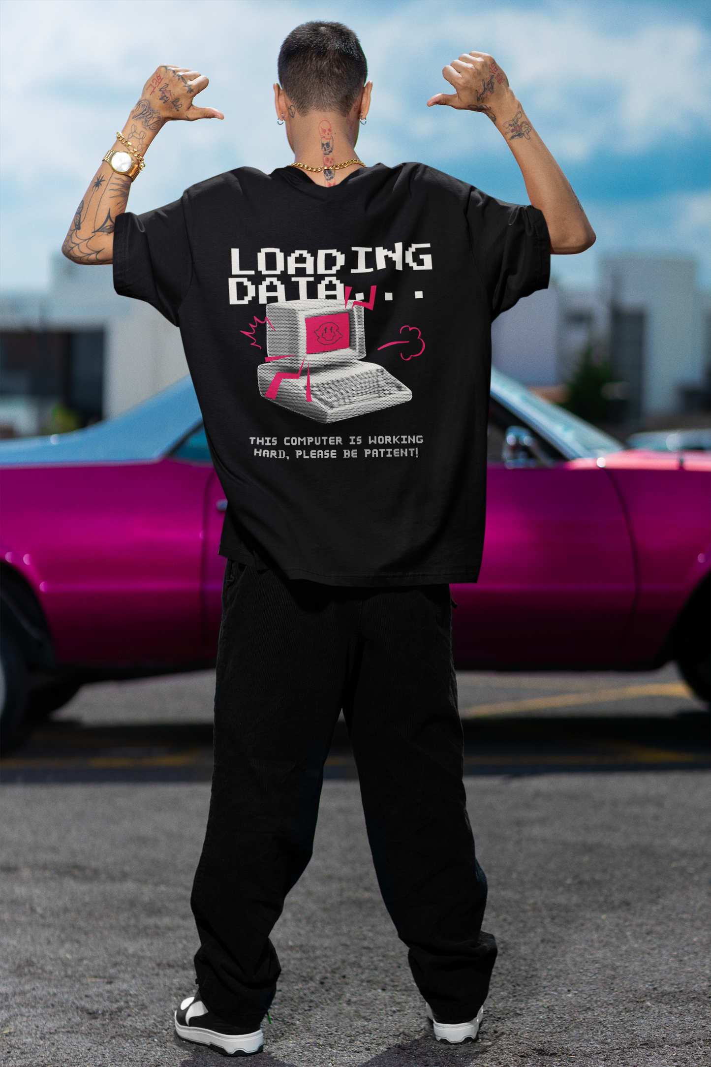 Loading Data Black Oversized T-Shirt For Men