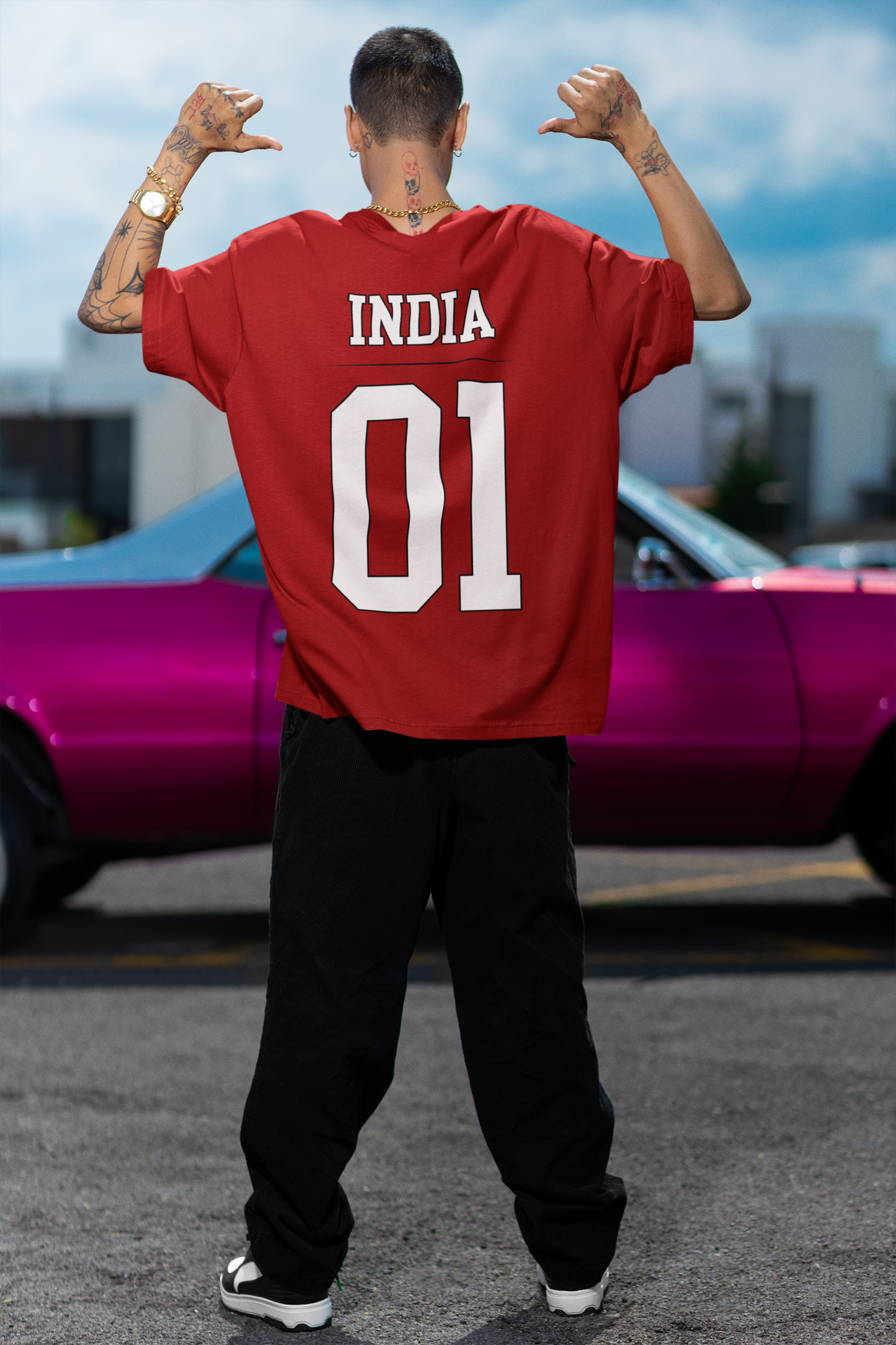 INDIA 01 Red Oversized T-Shirt For Men