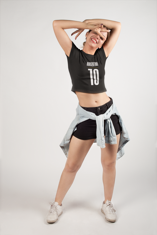 Argentina 10 Black Crop Top For Women