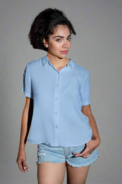 ATOM Quiet Luxury Unisex Oversized Baby Blue Shirt