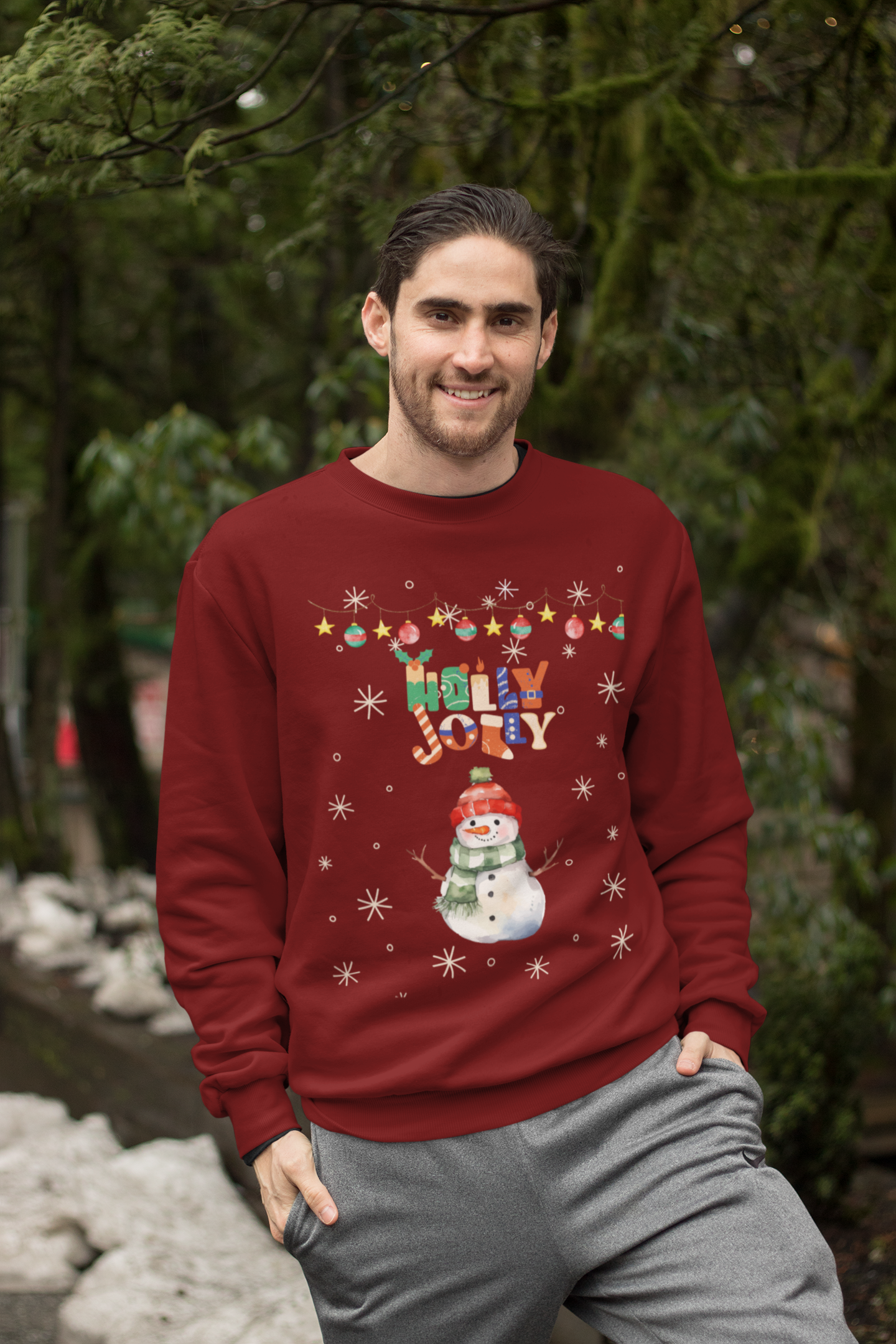 Holly Jolly Christmas Maroon Sweatshirt For Men