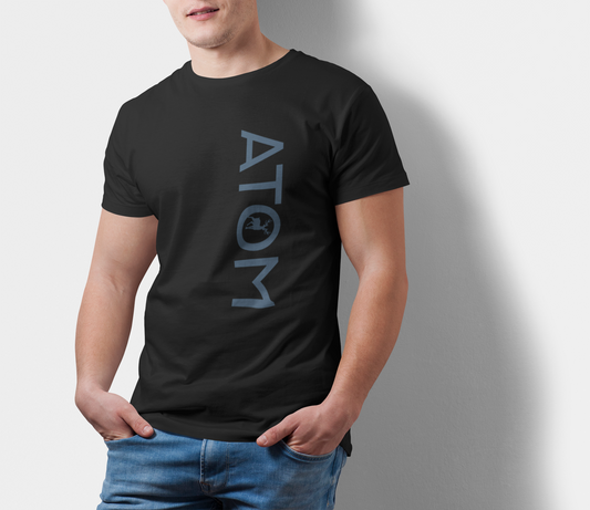 ATOM Signature Vertical Logo Black T-Shirt For Men