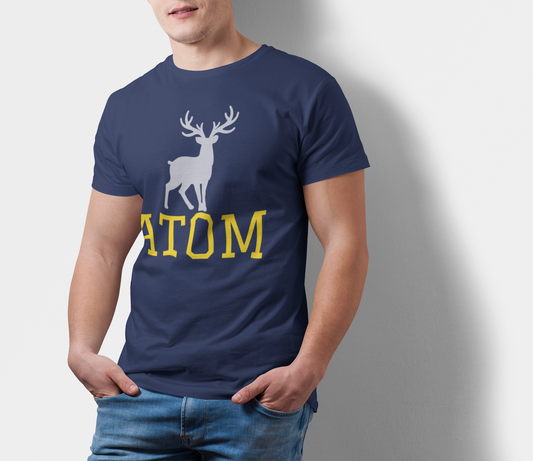 ATOM Signature College Font Navy Blue T-Shirt For Men