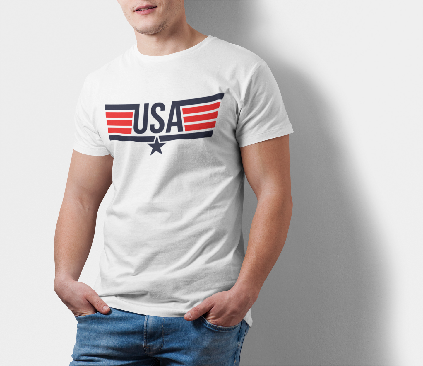 ATOM Signature Aviator Style USA White T-Shirt For Men