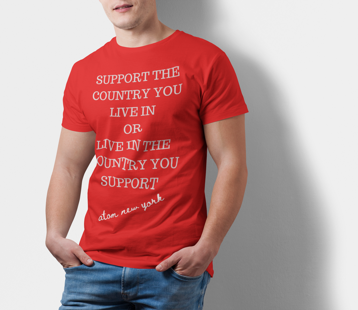 ATOM Signature Support The Country You Live In Red T-Shirt For Men