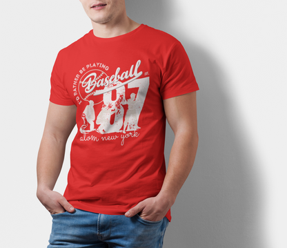 ATOM Signature I Would Rather Be Playing Baseball Red T-Shirt For Men