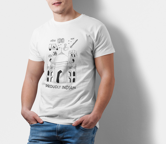 ATOM Signature Proudly Indian White T-Shirt For Men