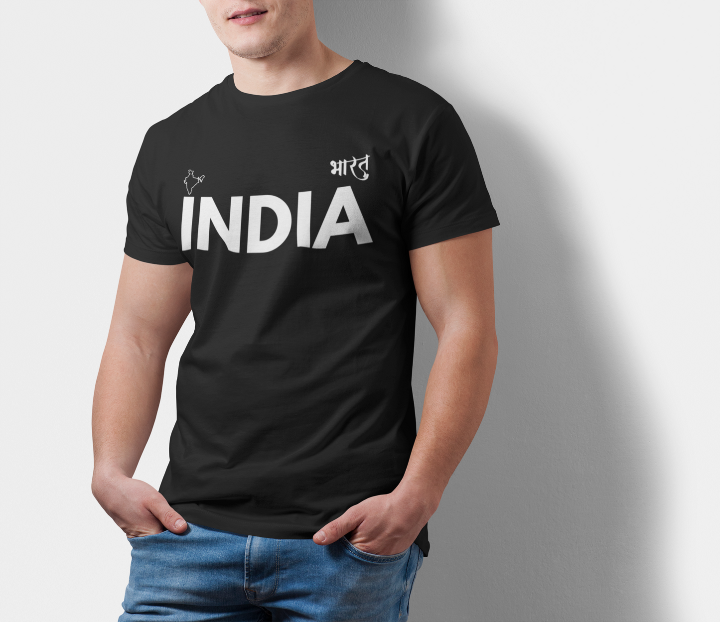 ATOM Signature INDIA BHARAT Black T-Shirt For Men