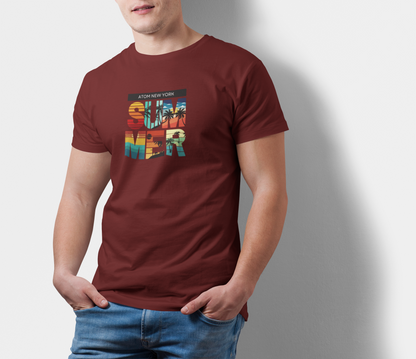 ATOM Signature Summer Maroon T-Shirt For Men